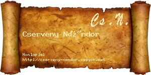 Cserveny Nándor névjegykártya