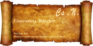 Cserveny Nándor névjegykártya